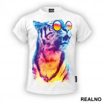 Colorful Tiger With Glasses - Art - Majica