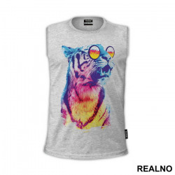 Colorful Tiger With Glasses - Art - Majica