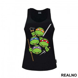 OUTLET - Crna bez rukava ženska majica veličine XL - Nindža Kornjače