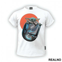 Red Moon With Baby Yoda In The Helmet - Mandalorian - Star Wars - Majica