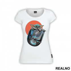 Red Moon With Baby Yoda In The Helmet - Mandalorian - Star Wars - Majica