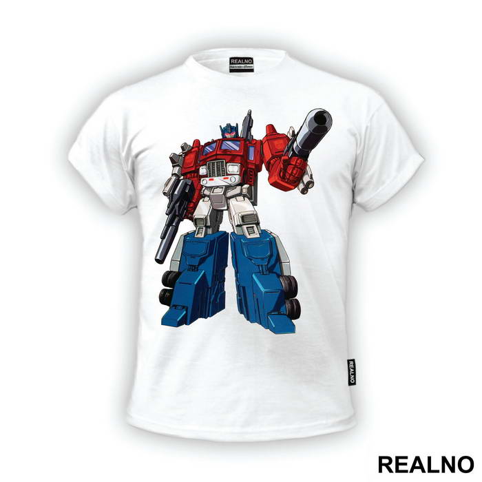 Prime Standing With A Gun - Transformers - Majica