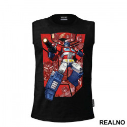 Red Autobot Logo And Optimus Prime - Transformers - Majica