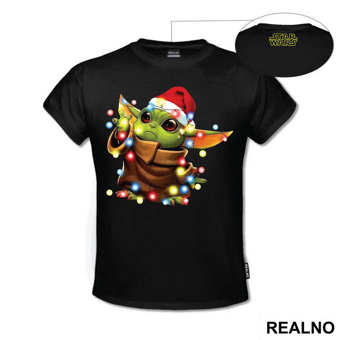 Baby Yoda Playing With Christmas Lights - Yoda - Mandalorian - Star Wars - Majica