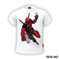 OUTLET - Bela muška majica veličine XL - Deadpool