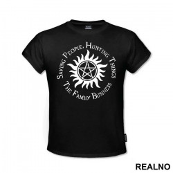 Saving People, Hunting Things - The Family Business Circle And Protection Tattoo - Supernatural - Majica Saving People, Hunting Things - The Family Business Circle And Protection Tattoo - Supernatural - Majica