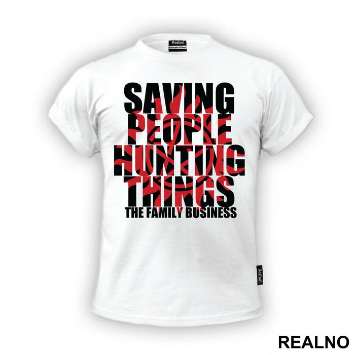 Saving People, Hunting Things - Black And Red - Supernatural - Majica
