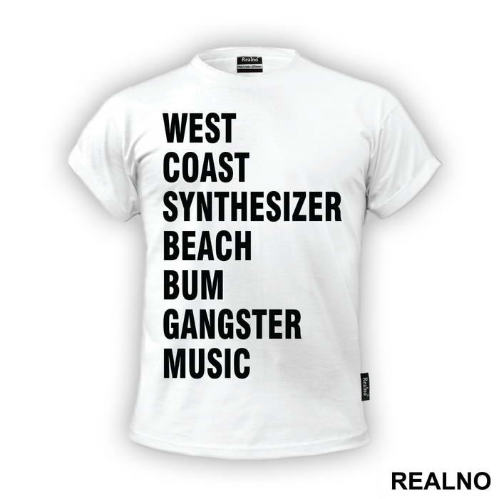 West Coast Synthesizer Beach Bum Gangster Music - Muzika - Majica