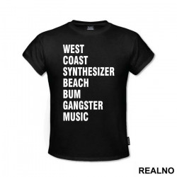 West Coast Synthesizer Beach Bum Gangster Music - Muzika - Majica