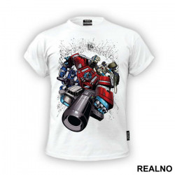 Optimus Prime With A Gun And Group - Transformers - Majica