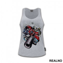 Optimus Prime With A Gun And Group - Transformers - Majica