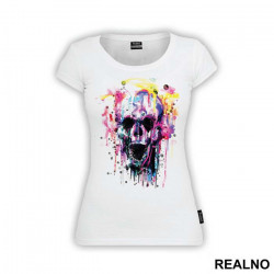 Water Color Splashing Skull - Art - Majica