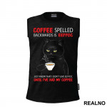 Coffee Spelled Backwards Is Eeffoc - Mačke - Cat - Majica