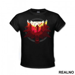 Red Wolf Head Double Exposure - The Witcher - Majica
