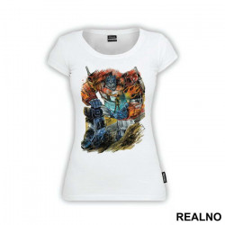 Optimus Prime Holding A Human - Transformers - Majica