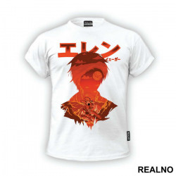 Eren Yeager Orange Double Exposure - Attack On Titan - Majica