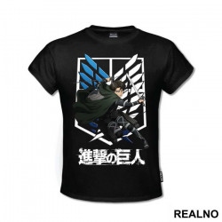 Levi Jumping With His Swords - Attack On Titan - Majica