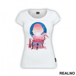 Sakura - Pink Silhouette With Flowers - Naruto - Majica