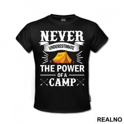 Never Underestimate The Power Of A Camp - Planinarenje - Kampovanje - Priroda - Nature - Majica