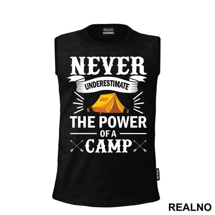 Never Underestimate The Power Of A Camp - Planinarenje - Kampovanje - Priroda - Nature - Majica