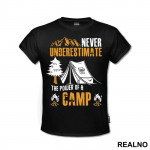 Never Underestimate The Power Of A Camp In The Mountains - Planinarenje - Kampovanje - Priroda - Nature - Majica