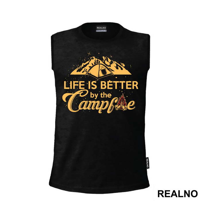 Yellow - Life Is Better By The Campfire - Planinarenje - Kampovanje - Priroda - Nature - Majica