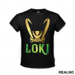 Golden Helmet And Logo - Loki - Avengers - Majica