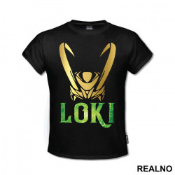 Golden Helmet And Logo - Loki - Avengers - Majica Golden Helmet And Logo - Loki - Avengers - Majica