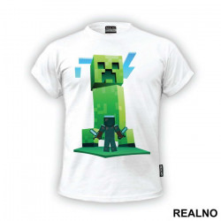 Steve Fighting A Giant Creeper - Minecraft - Majica