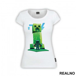 Steve Fighting A Giant Creeper - Minecraft - Majica