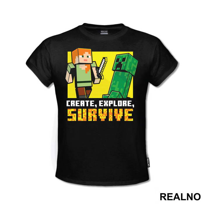 Create, Explore, Survive - Minecraft - Majica
