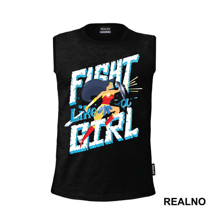 Fight Like A Girl - Jumping - Wonder Woman - Majica