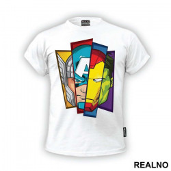 4 Faces - Thor - Captain America - Iron Man - Hulk - Avengers - Majica 4 Faces - Thor - Captain America - Iron Man - Hulk - Avengers - Majica