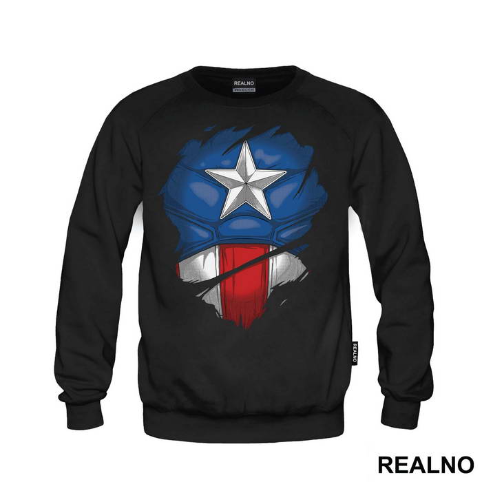 Ripped Shirt - Chest Logo - Captain America - Avengers - Duks