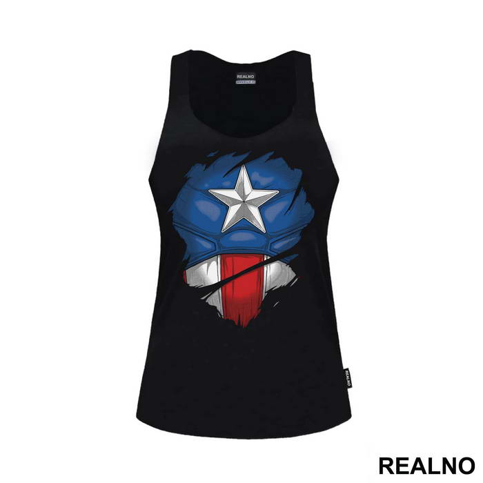 Ripped Shirt - Chest Logo - Captain America - Avengers - Majica