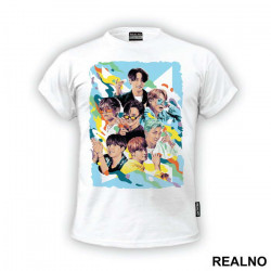 Colorful Group Art - BTS - Bangtan Boys - Muzika - Majica Colorful Group Art - BTS - Bangtan Boys - Muzika - Majica