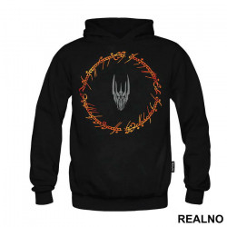 Sauron Head Surrounded By Flaming Text - Lord Of The Rings - LOTR - Duks Sauron Head Surrounded By Flaming Text - Lord Of The Rings - LOTR - Duks