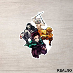 Tanjiro, Nezuko, Inosuke And Zenitsu - Travelling Companions - Demon Slayer - Nalepnica Tanjiro, Nezuko, Inosuke And Zenitsu - Travelling Companions - Demon Slayer - Nalepnica