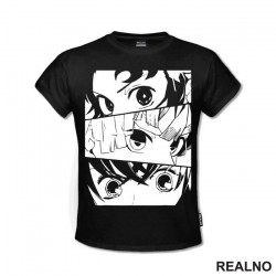 Eyes - Tanjiro, Nezuko And Zenitsu - Demon Slayer - Majica Eyes - Tanjiro, Nezuko And Zenitsu - Demon Slayer - Majica
