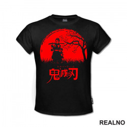 Tanjiro - Red Moon And Tree - Demon Slayer - Majica Tanjiro - Red Moon And Tree - Demon Slayer - Majica