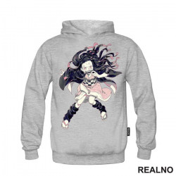 OUTLET - Sivi duks sa kapuljačom dečiji model veličine 10 - Demon Slayer