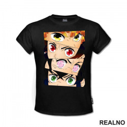 Eyes - Tanjiro, Nezuko, Inosuke And Zenitsu - Demon Slayer - Majica Eyes - Tanjiro, Nezuko, Inosuke And Zenitsu - Demon Slayer - Majica