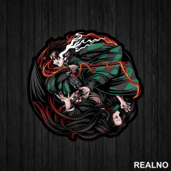 Tanjiro And Nezuko - Circle - Demon Slayer - Nalepnica Tanjiro And Nezuko - Circle - Demon Slayer - Nalepnica