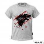 Winter Is Coming - Black Dire Wolf Sigil With Blood Splatter - House Stark - Game Of Thrones - GOT - Majica