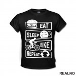 Eat, Sleep, Repeat - Simple - Bickilovi - Bike - Majica
