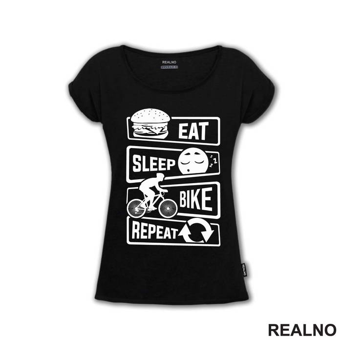 Eat, Sleep, Repeat - Simple - Bickilovi - Bike - Majica
