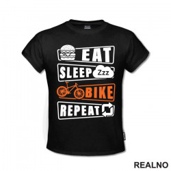 Eat, Sleep, Repeat - Orange - Bickilovi - Bike - Majica