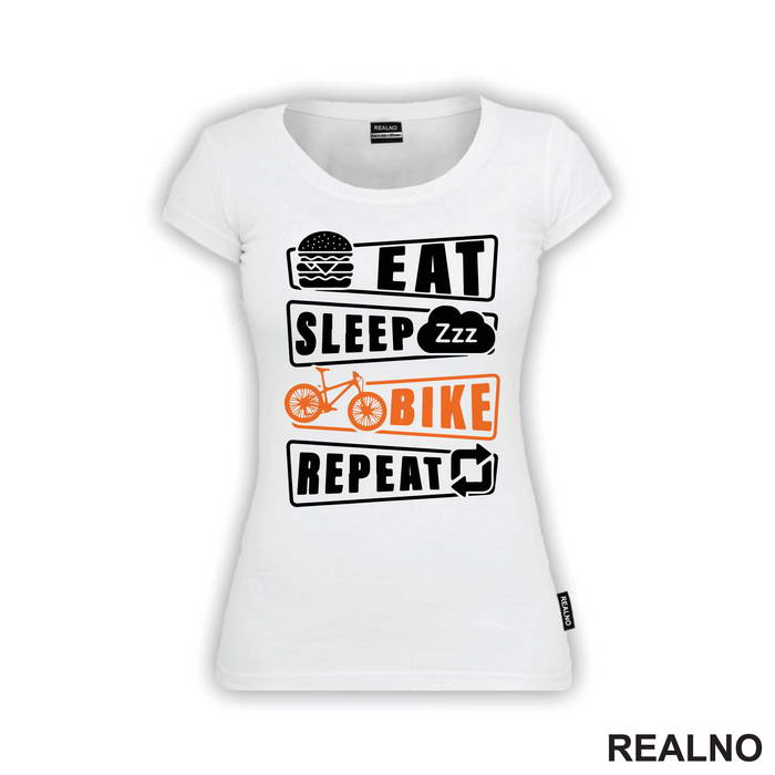 Eat, Sleep, Repeat - Orange - Bickilovi - Bike - Majica