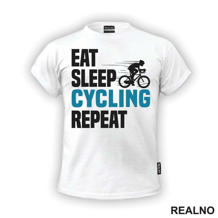 Eat, Sleep, Cycling, Repeat - Blue - Bickilovi - Bike - Majica