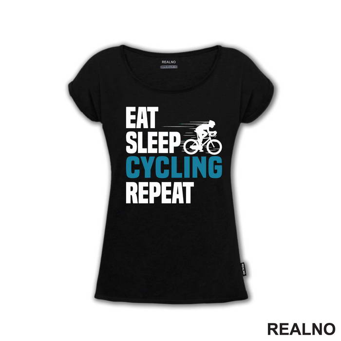 Eat, Sleep, Cycling, Repeat - Blue - Bickilovi - Bike - Majica
